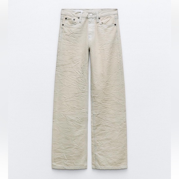 Zara NWT mid waist wrinkle effect coated jeans - Picture 7 of 8